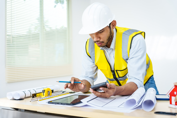 Male contractor working