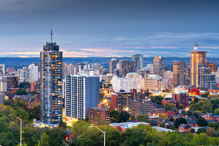 Hamilton, Ontario, Canada Skyline at Dusk